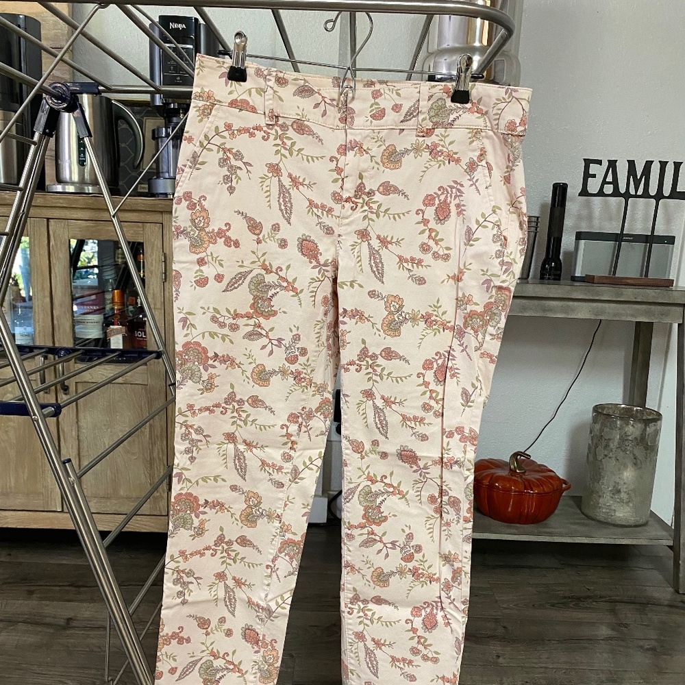 Loft Cotton Blend Chinos Size 8 Soft Peach Pattern